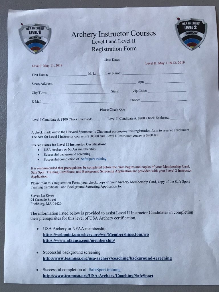 Archery Instructor Classes May 11 and 12 at Harvard Sportsmen's Club